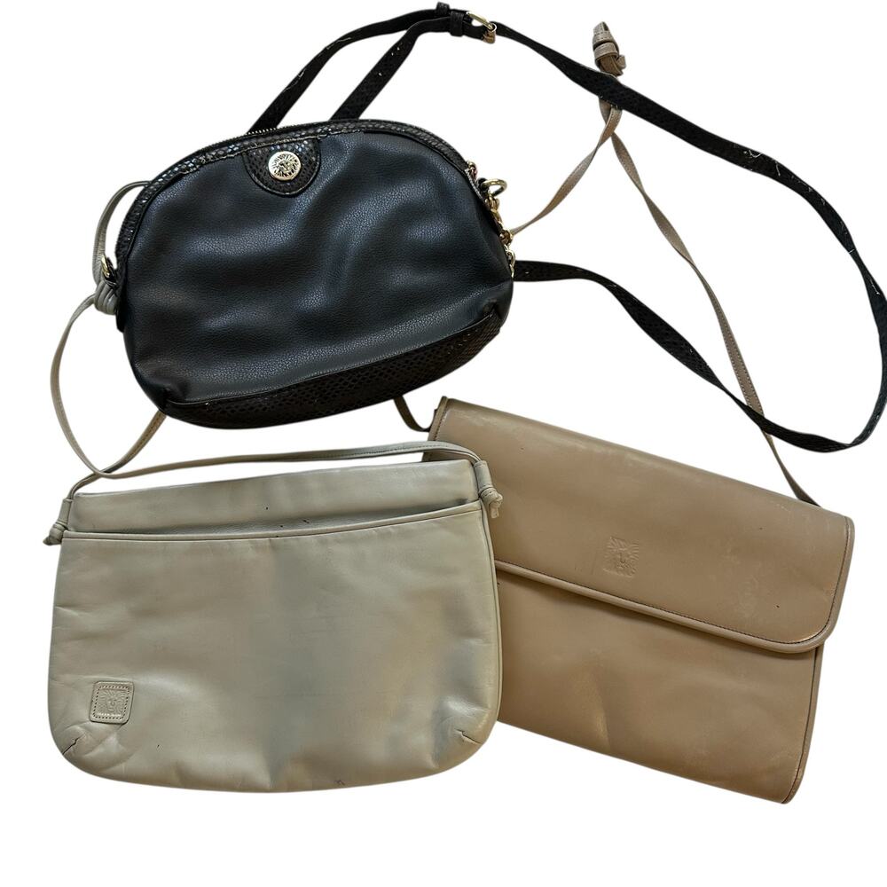 Vintage Anne Klein Bag Bundle 3 Womens Purses Crossbody Cream Grey Black Gold